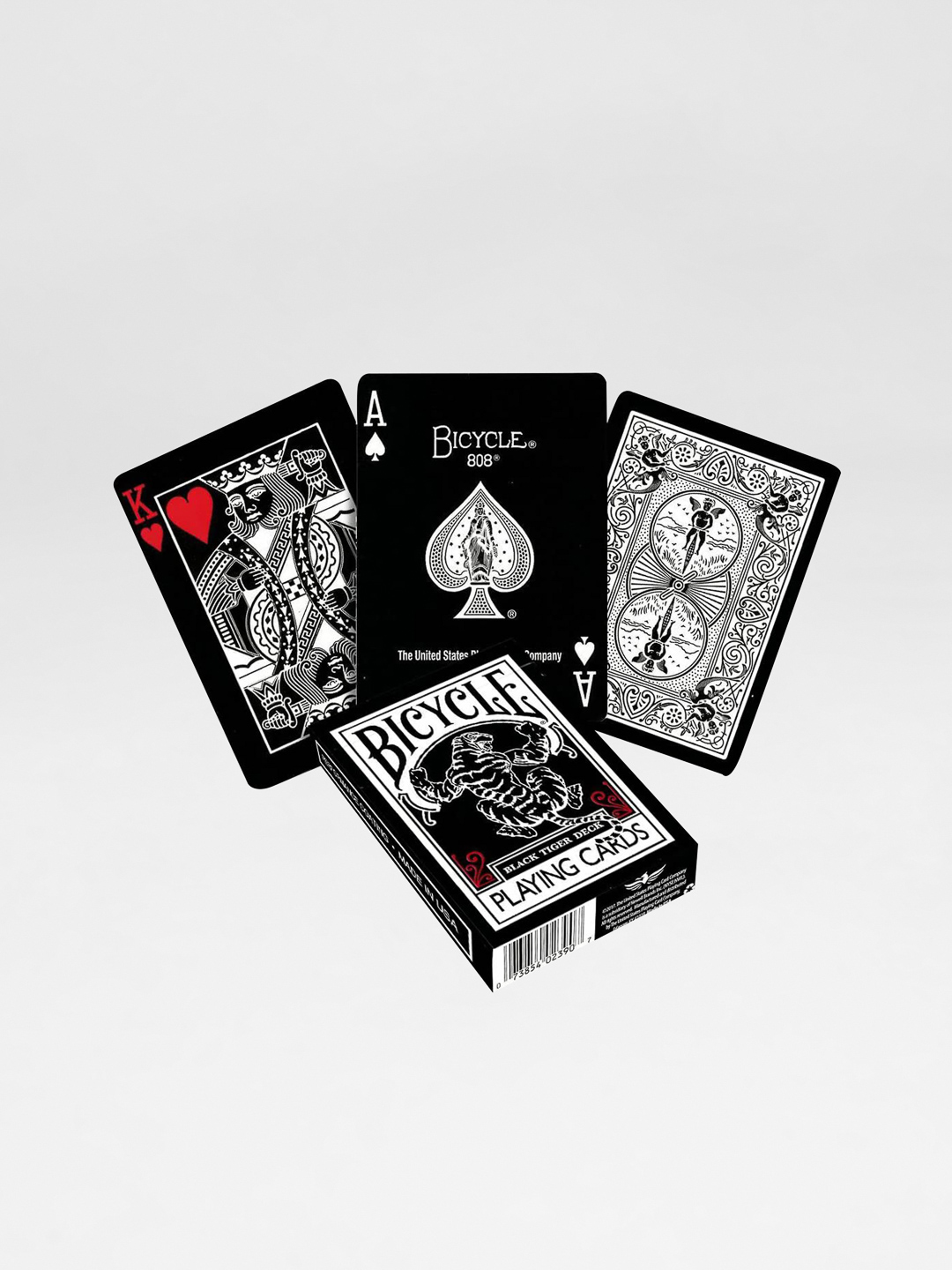 Kartentricks Poker Size US Spielkarten Fantasy Art Bicycle Black Tiger Red 